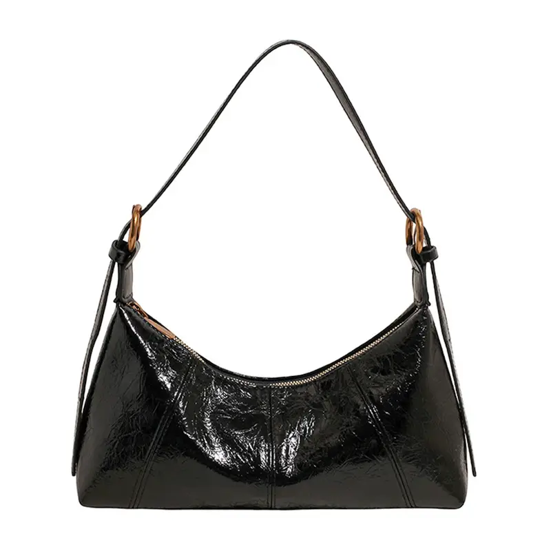 Women's Brown Crocodile-Textured Shoulder Bag 2025