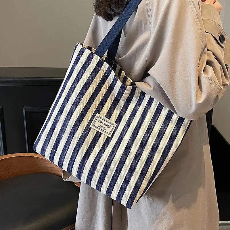 Women Striped Canvas Tote Bag 2026 — feature 11