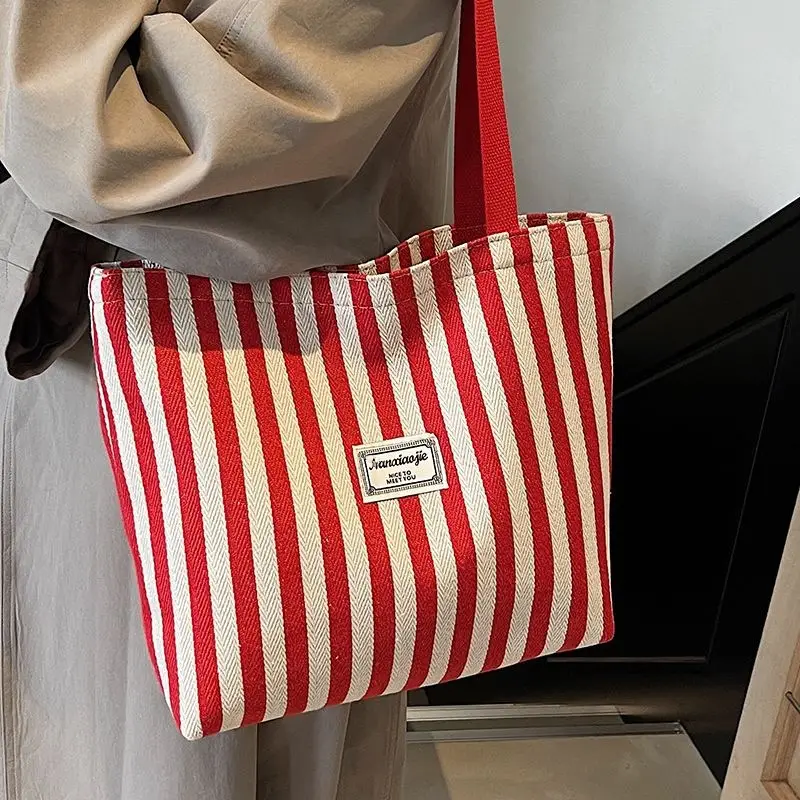 Women Striped Canvas Tote Bag 2026 — feature 12