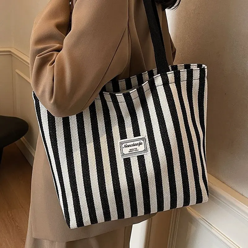 Women Striped Canvas Tote Bag 2026 — feature 19