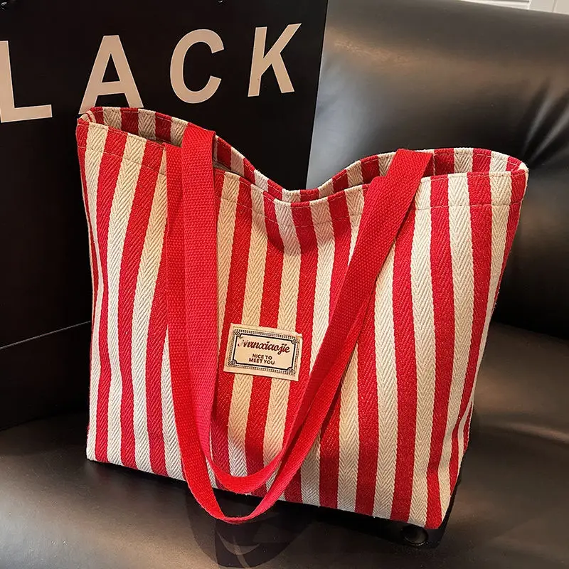 Women Striped Canvas Tote Bag 2026 — feature 5
