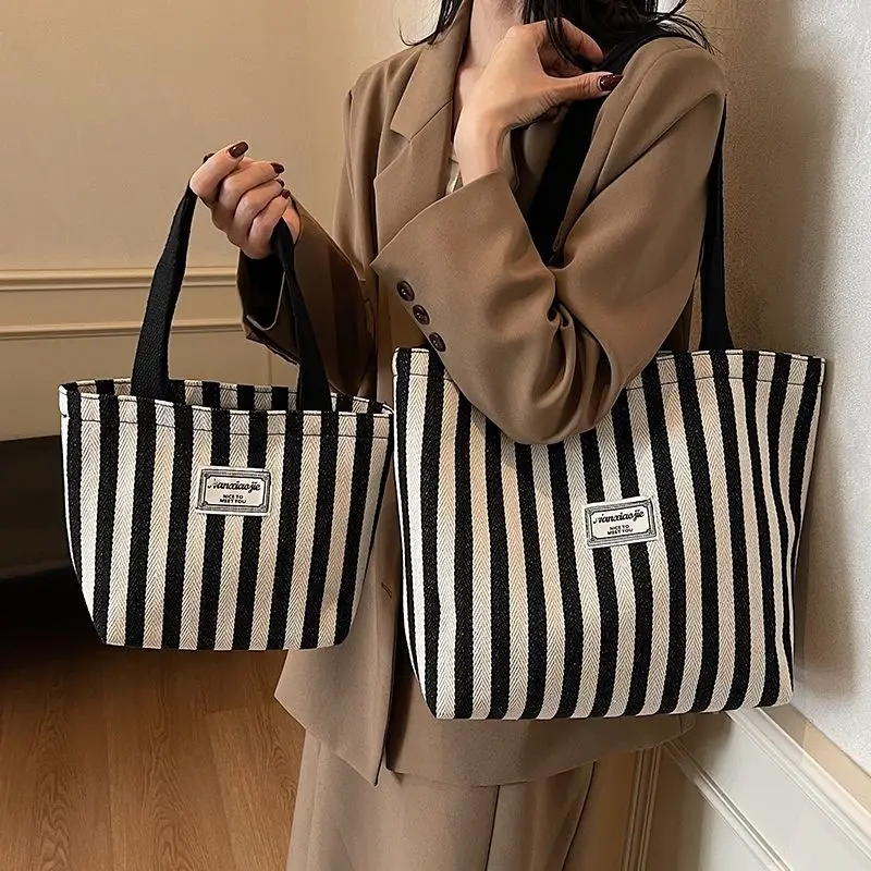 Women Striped Canvas Tote Bag 2026 — feature 6