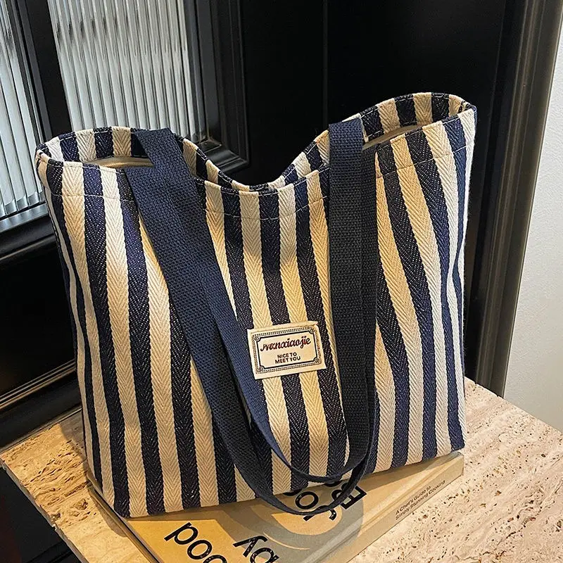Women Striped Canvas Tote Bag 2026 — feature 9