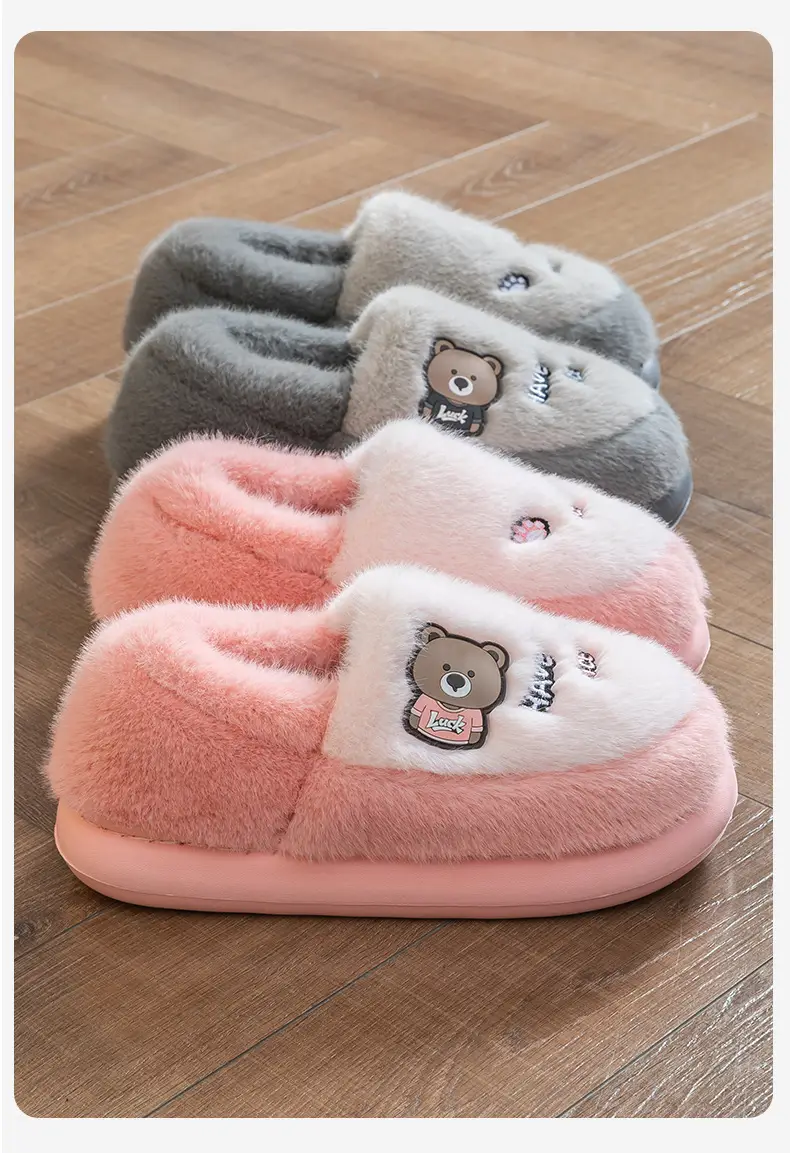 2025 Outdoor Wear Cotton Slippers for Women with Thick Soles for Home Winter Indoor Trendyy Warm Home Men's Wool Slippers — feature 17