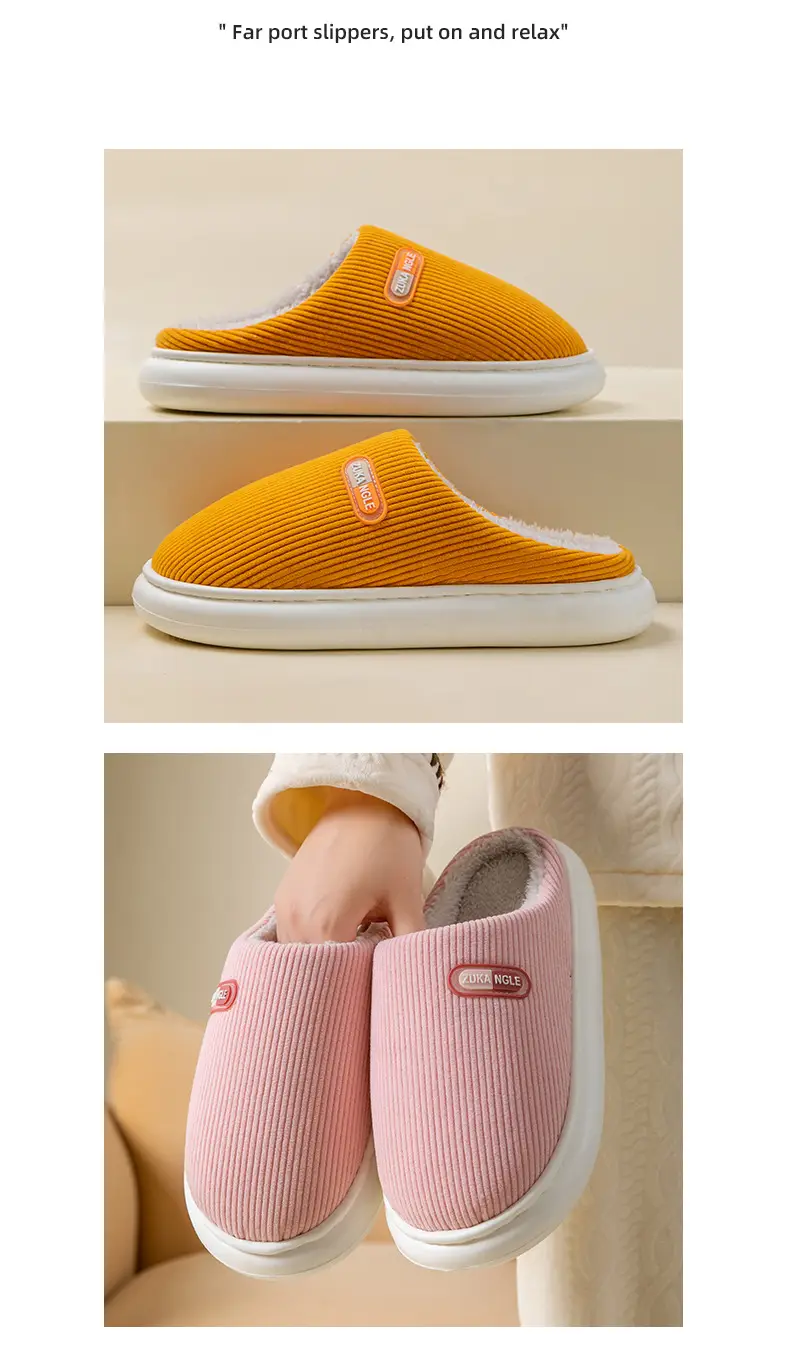 Home Cotton Slippers for Men and Women in Winter Thick-Soled Warm Anti-Slip Home Indoor Home Couple Winter Wool Slippers Cotton Shoes — feature 13