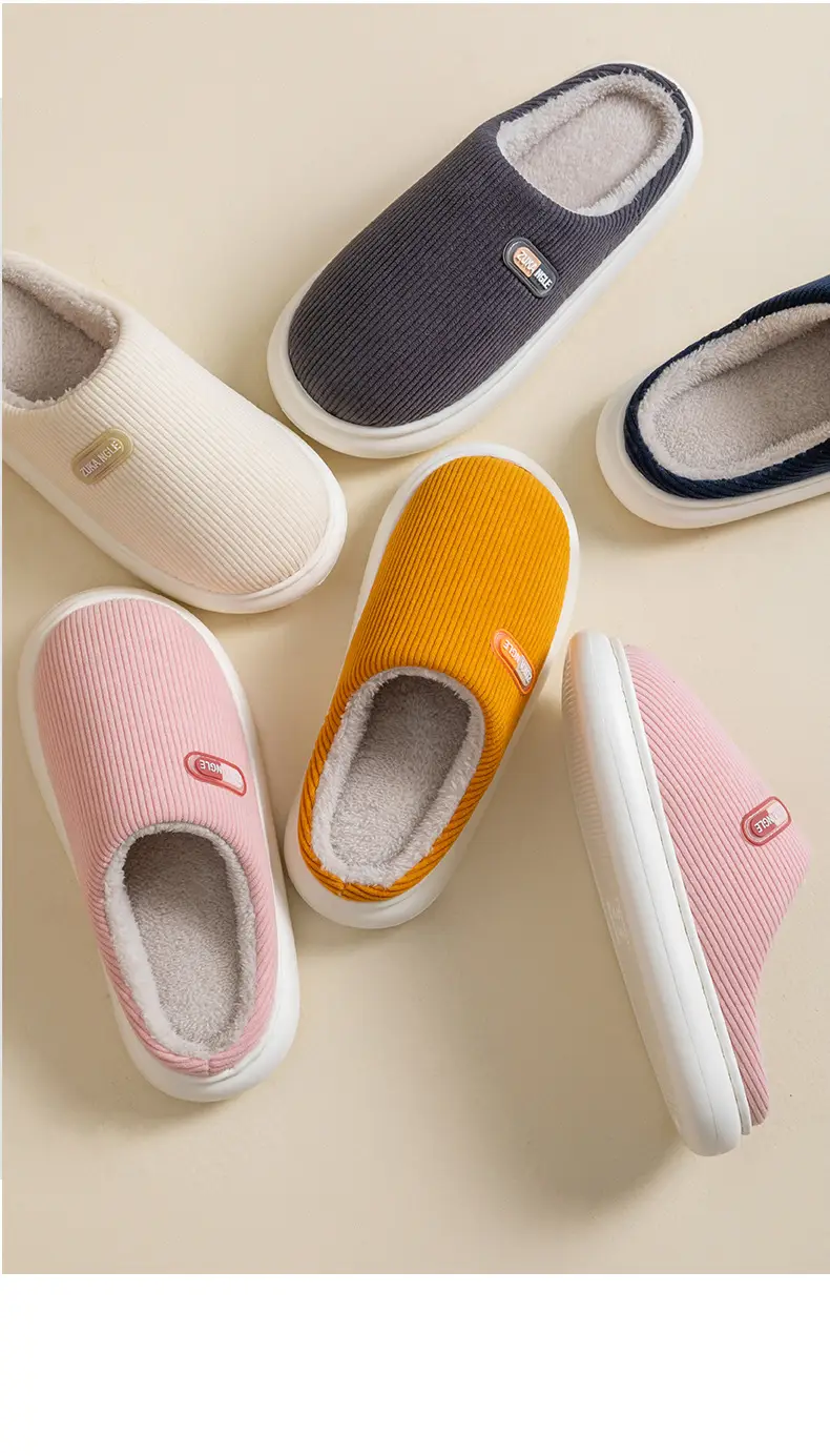 Home Cotton Slippers for Men and Women in Winter Thick-Soled Warm Anti-Slip Home Indoor Home Couple Winter Wool Slippers Cotton Shoes — feature 14