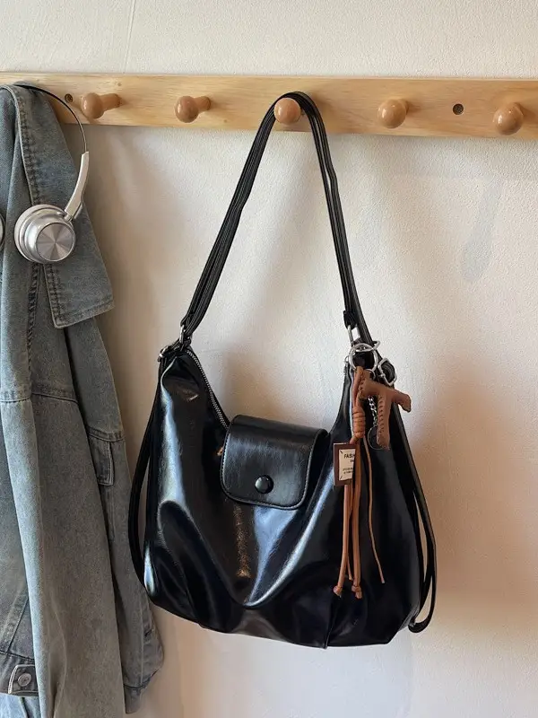 Korean Style Brown Leather Crossbody Bag for Women