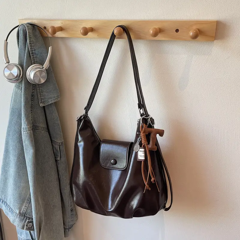 Korean Style Brown Leather Crossbody Bag for Women
