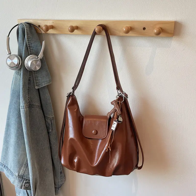 Korean Style Brown Leather Crossbody Bag for Women