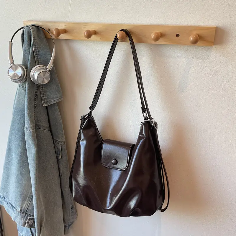 Korean Style Brown Leather Crossbody Bag for Women