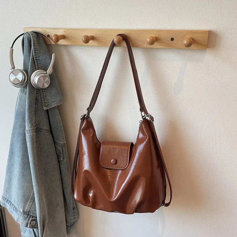 Korean Style Brown Leather Crossbody Bag for Women