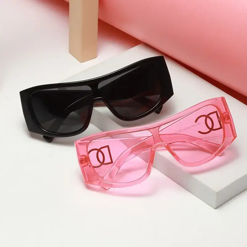 2025 Y2K Sunglasses Women Black Pink Large Frame