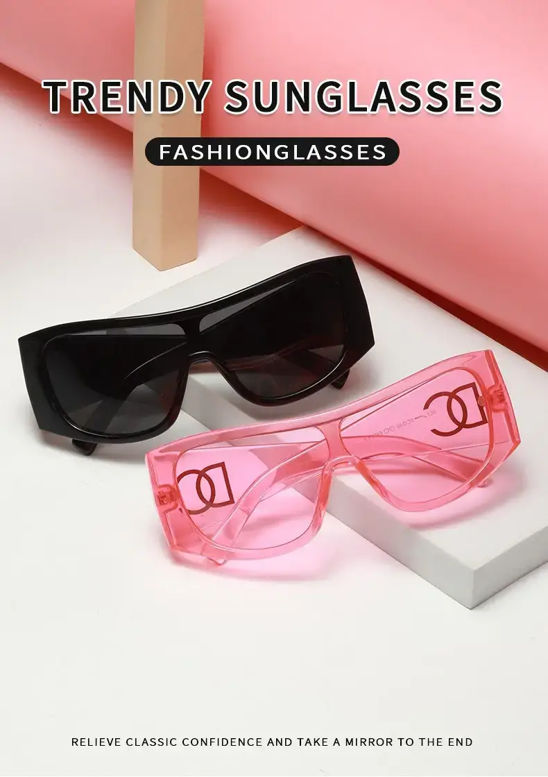 2025 Y2K Sunglasses Women Black Pink Large Frame — feature 1