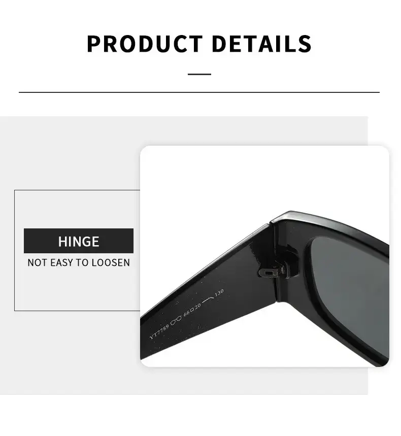 2025 Y2K Sunglasses Women Black Pink Large Frame — feature 5
