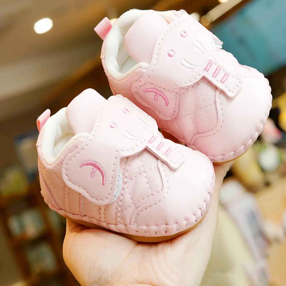 Pink Cartoon Baby Shoes 0-1 Years Soft Sole Non-Slip