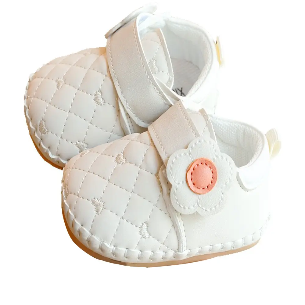 Pink Quilted Baby Shoes 0-1 Years Soft Sole Non-Slip