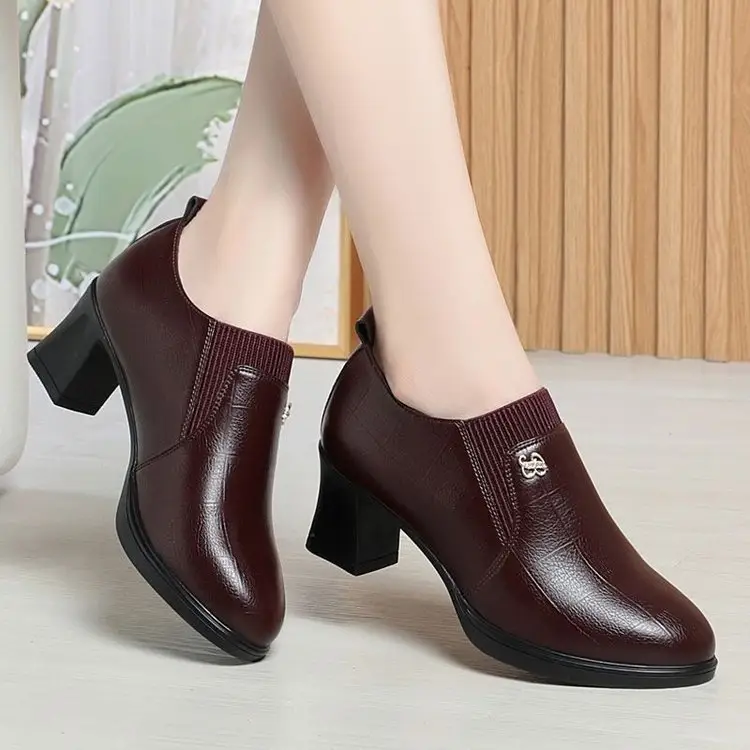 Burgundy Leather Mother's Heel Boots 2025 - Image 4