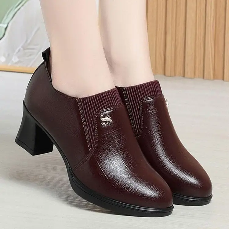 Burgundy Leather Mother's Heel Boots 2025 - Image 2