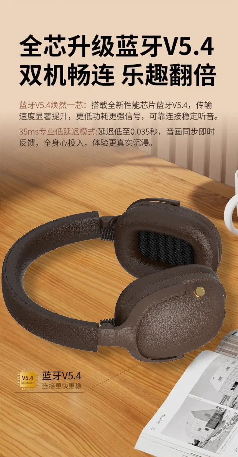 2025 Retro Brown Over-Ear Wireless Headphones Bluetooth 5.4 — feature 11