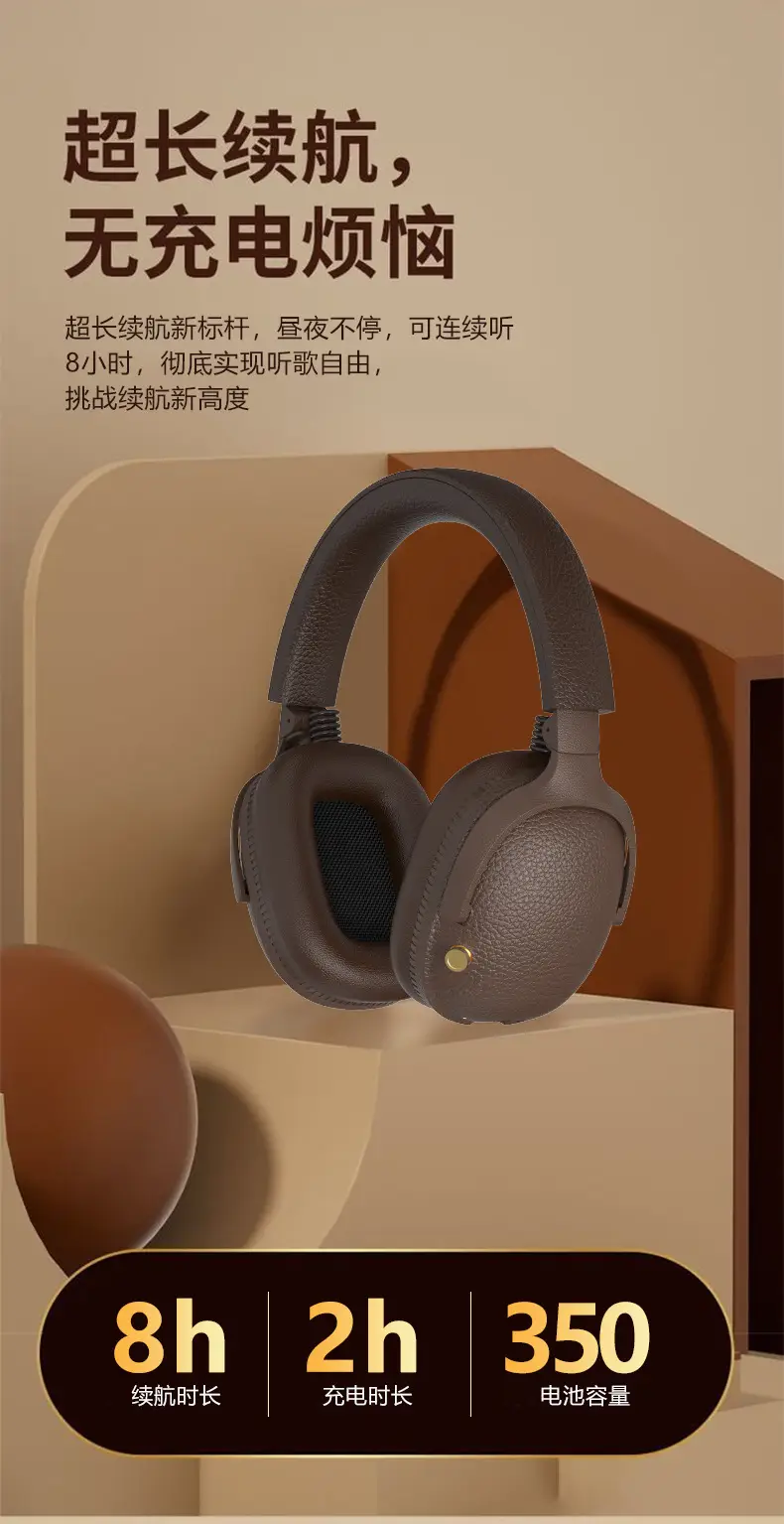 2025 Retro Brown Over-Ear Wireless Headphones Bluetooth 5.4 — feature 13