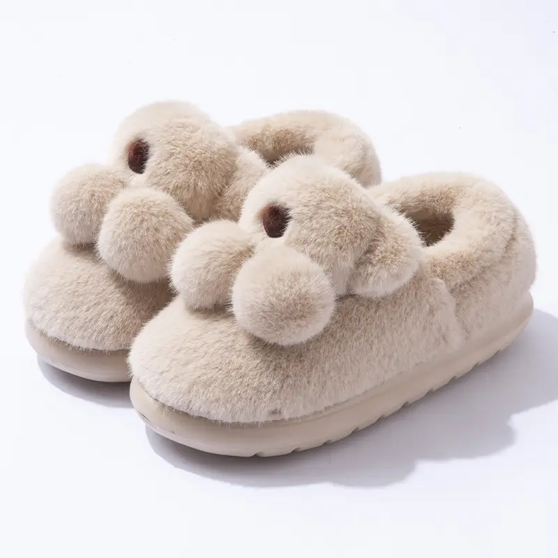New Style Bear Plush Cotton Slippers for Kids - Image 4