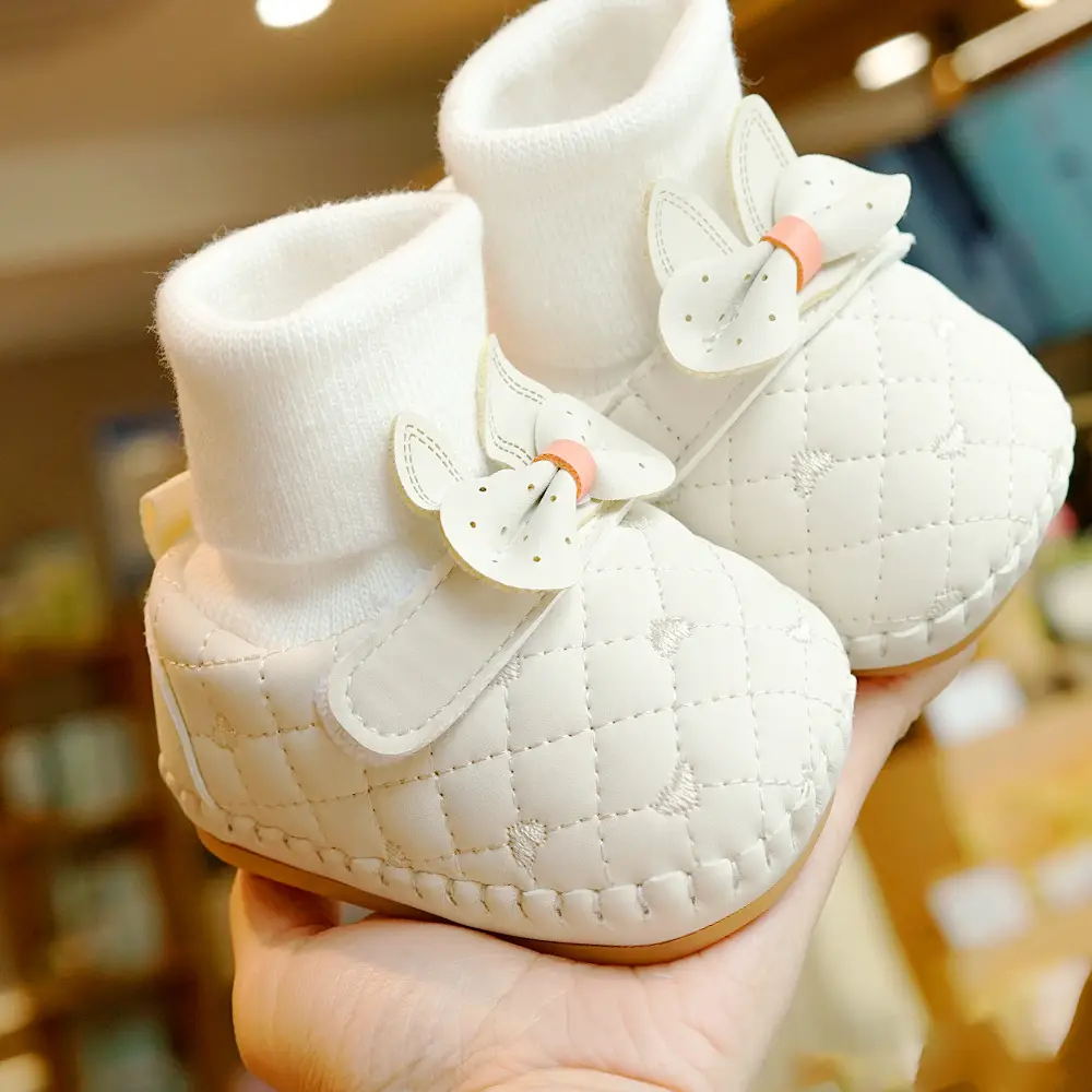Pink Butterfly Baby Shoes 0-1 Year Old Non-Slip Soft Sole