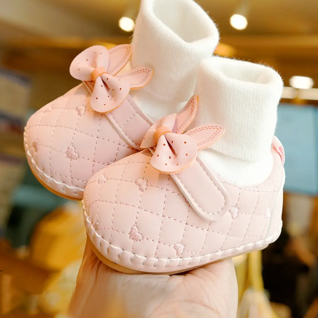 Pink Butterfly Baby Shoes 0-1 Year Old Non-Slip Soft Sole