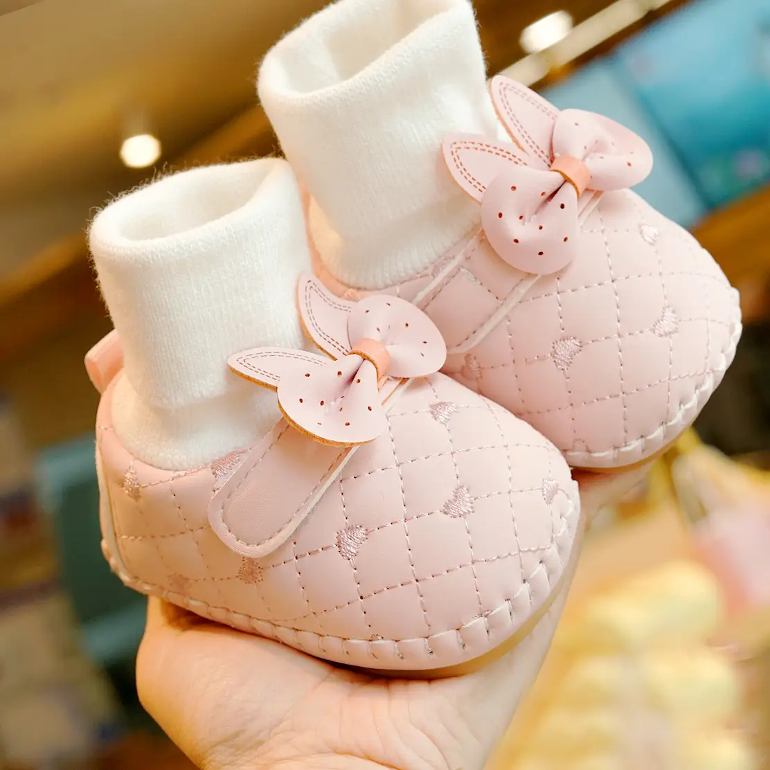 Pink Butterfly Baby Shoes 0-1 Year Old Non-Slip Soft Sole