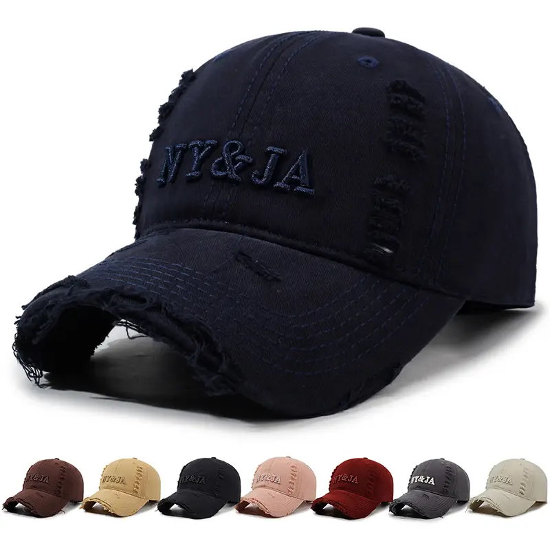 Men Navy Blue Retro Baseball Cap with Letter Embroidery - Image 9