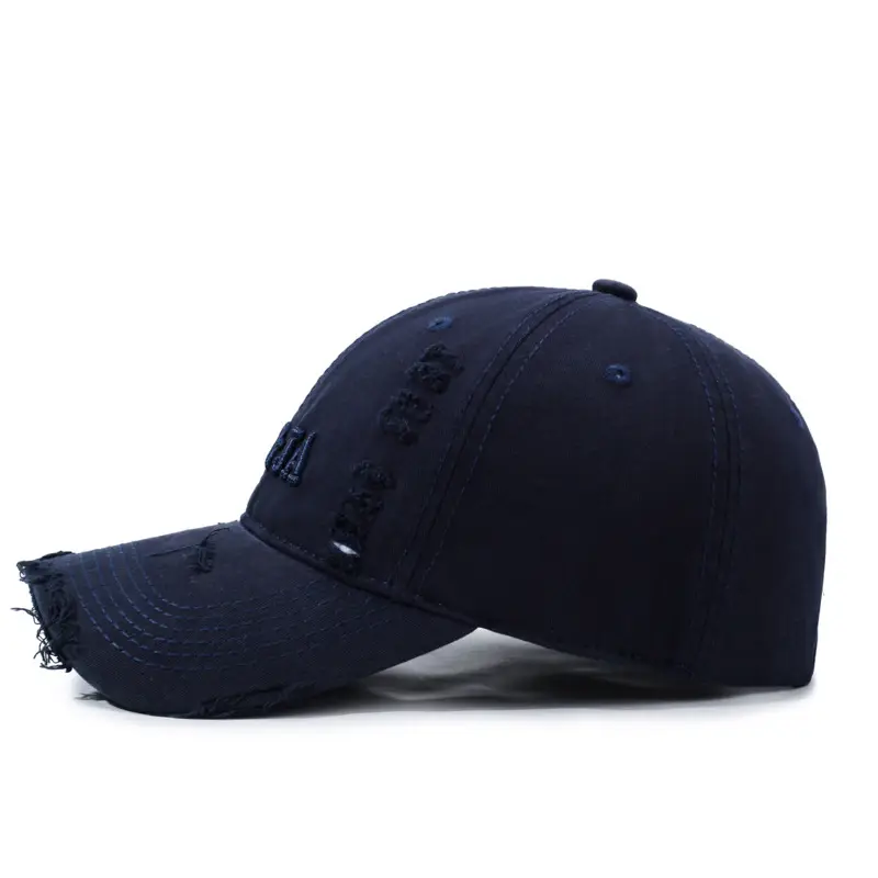Men Navy Blue Retro Baseball Cap with Letter Embroidery - Image 10
