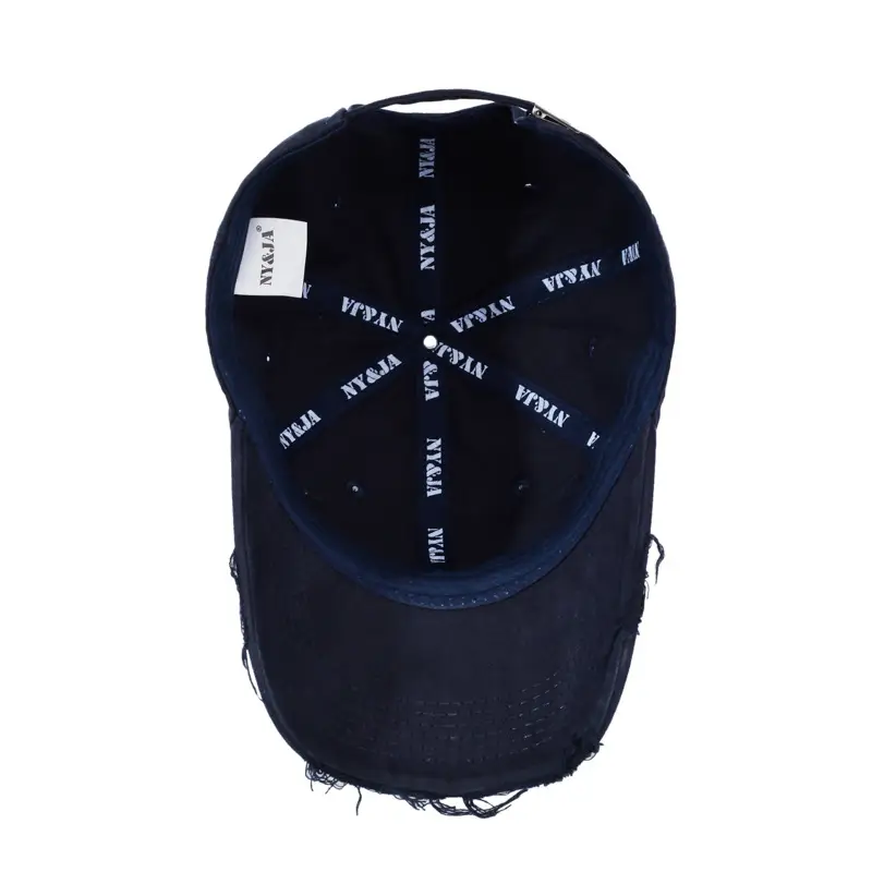 Men Navy Blue Retro Baseball Cap with Letter Embroidery - Image 12