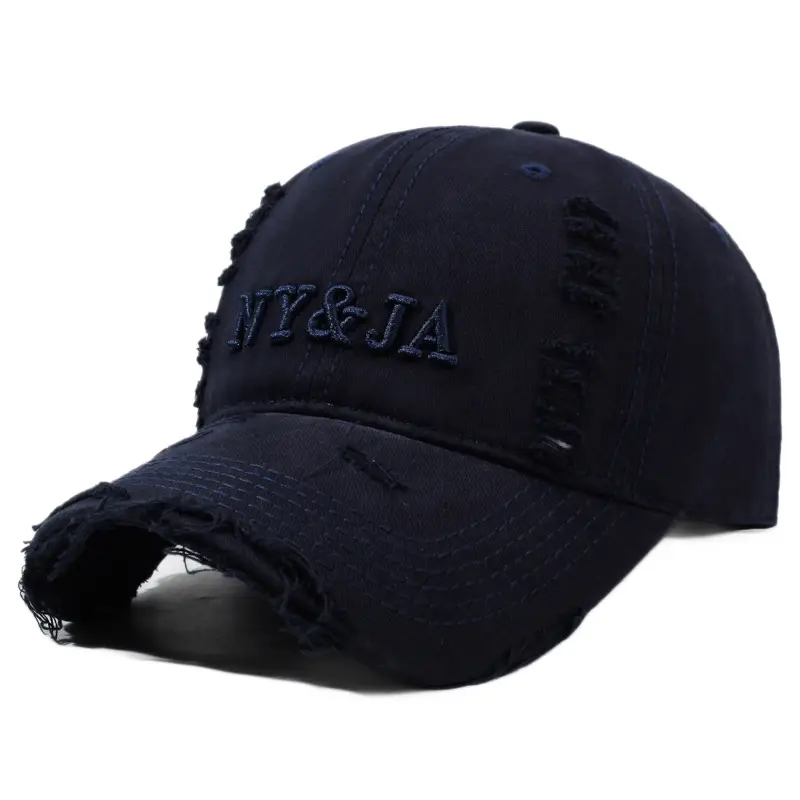 Men Navy Blue Retro Baseball Cap with Letter Embroidery - Image 13