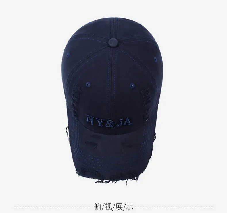 Men Navy Blue Retro Baseball Cap with Letter Embroidery — feature 12