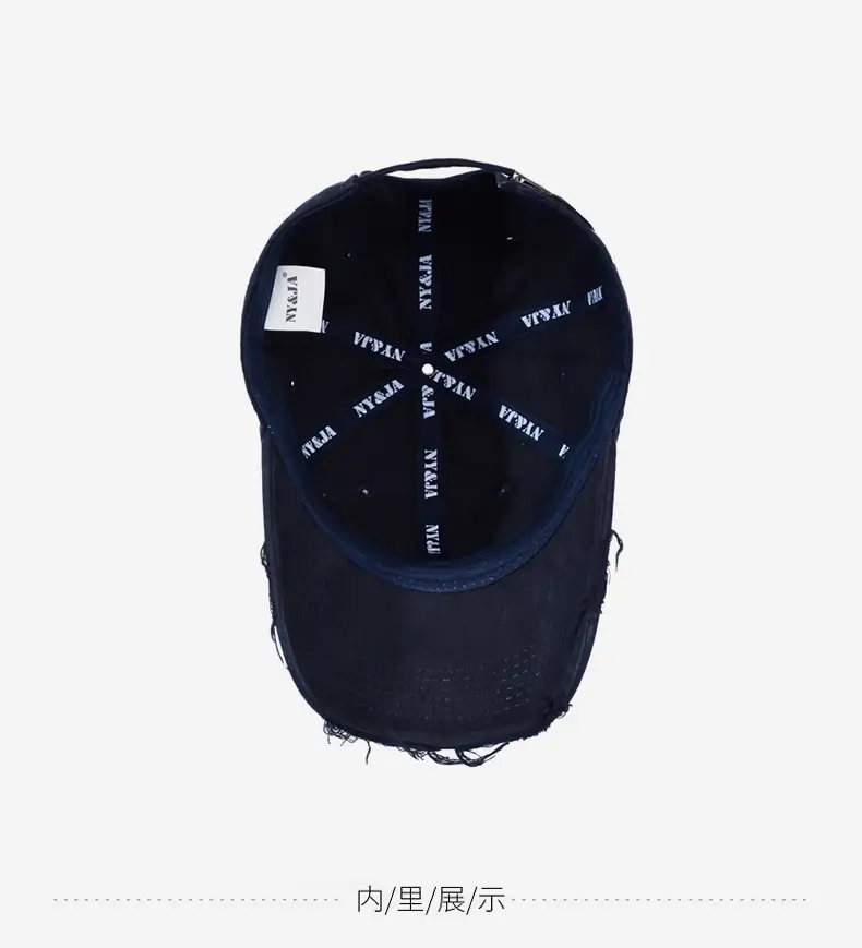 Men Navy Blue Retro Baseball Cap with Letter Embroidery — feature 13