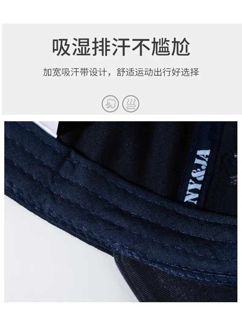 Men Navy Blue Retro Baseball Cap with Letter Embroidery — feature 3