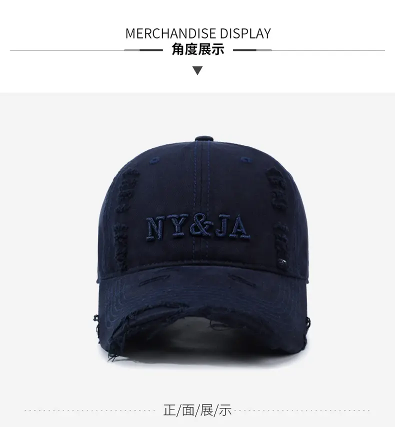 Men Navy Blue Retro Baseball Cap with Letter Embroidery — feature 8