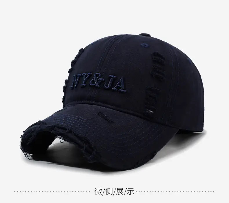 Men Navy Blue Retro Baseball Cap with Letter Embroidery — feature 9