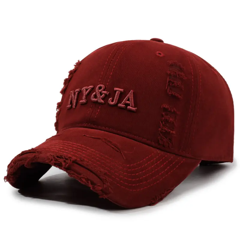 Men Navy Blue Retro Baseball Cap with Letter Embroidery - Image 2