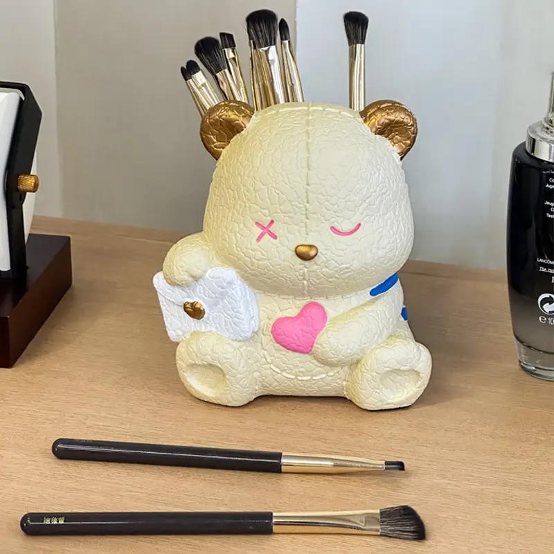 Makeup Brush Storage Bear Holder for Bedroom Dresser - Image 3