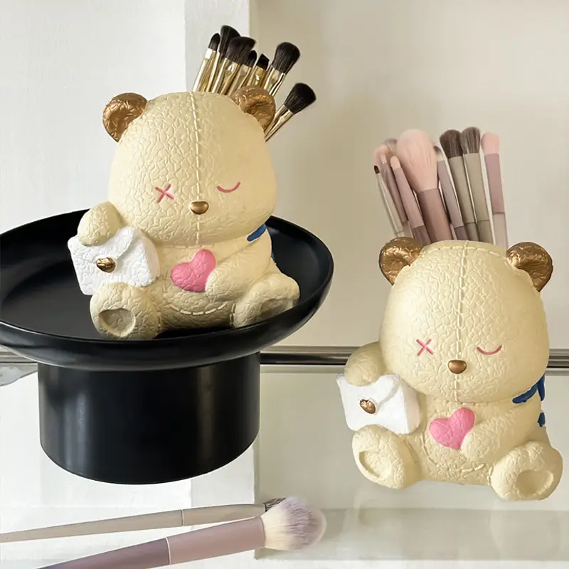 Makeup Brush Storage Bear Holder for Bedroom Dresser - Image 5