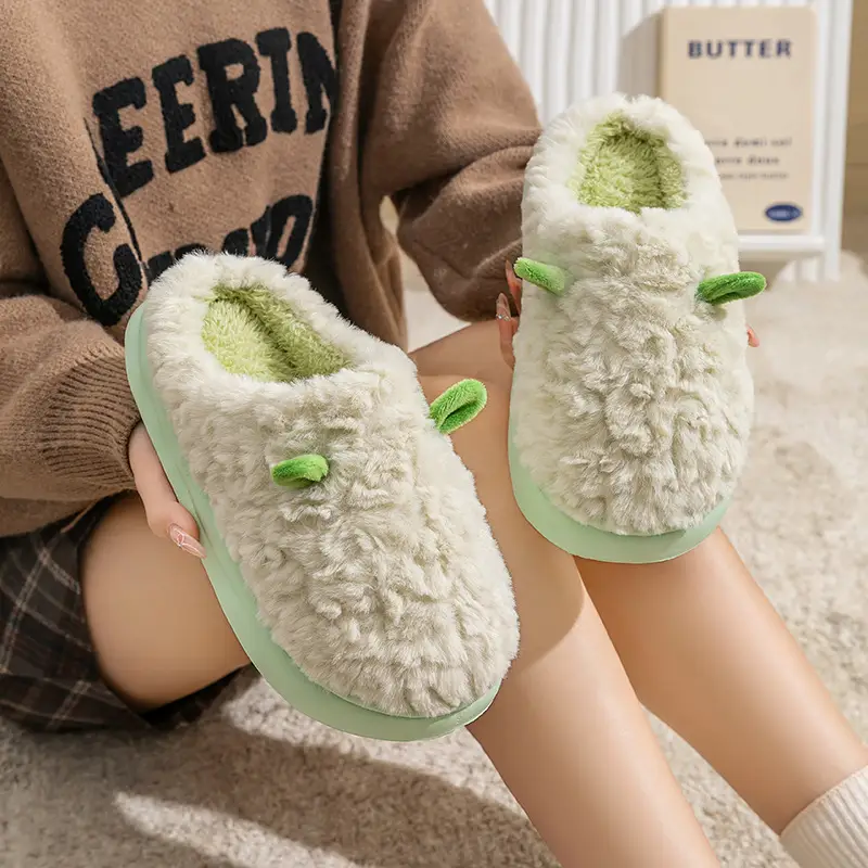 Women's Cotton Slippers Autumn and Winter 2025 New Couple Cotton Shoes Men's Thickened Warm Non-Slip Home Plush Maternity Shoes - Image 24
