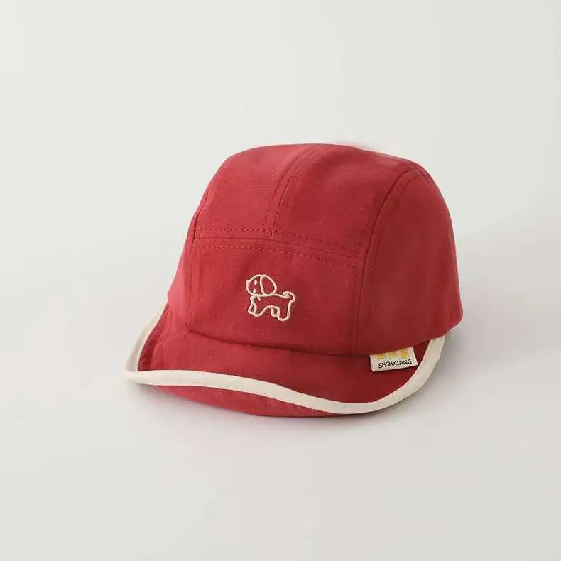 Korean Style Embroidered Hat for Boys Girls Beige — feature 22