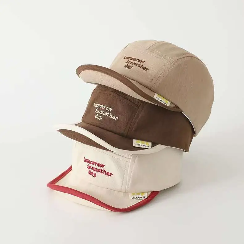 Korean Style Embroidered Hat for Boys Girls Beige — feature 27