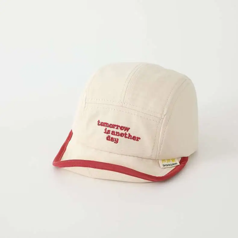 Korean Style Embroidered Hat for Boys Girls Beige — feature 30