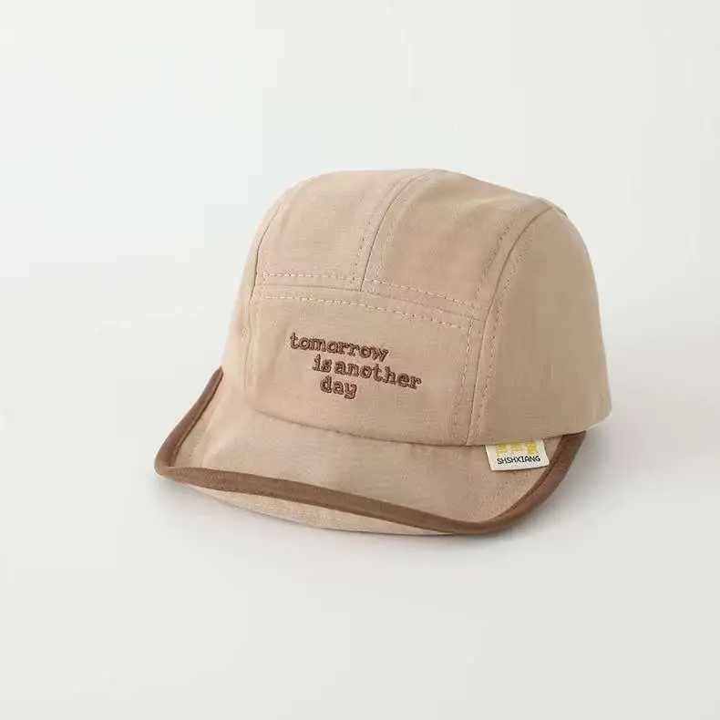 Korean Style Embroidered Hat for Boys Girls Beige — feature 34