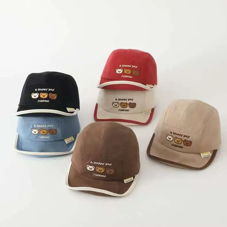 Korean Style Embroidered Hat for Boys Girls Beige — feature 37