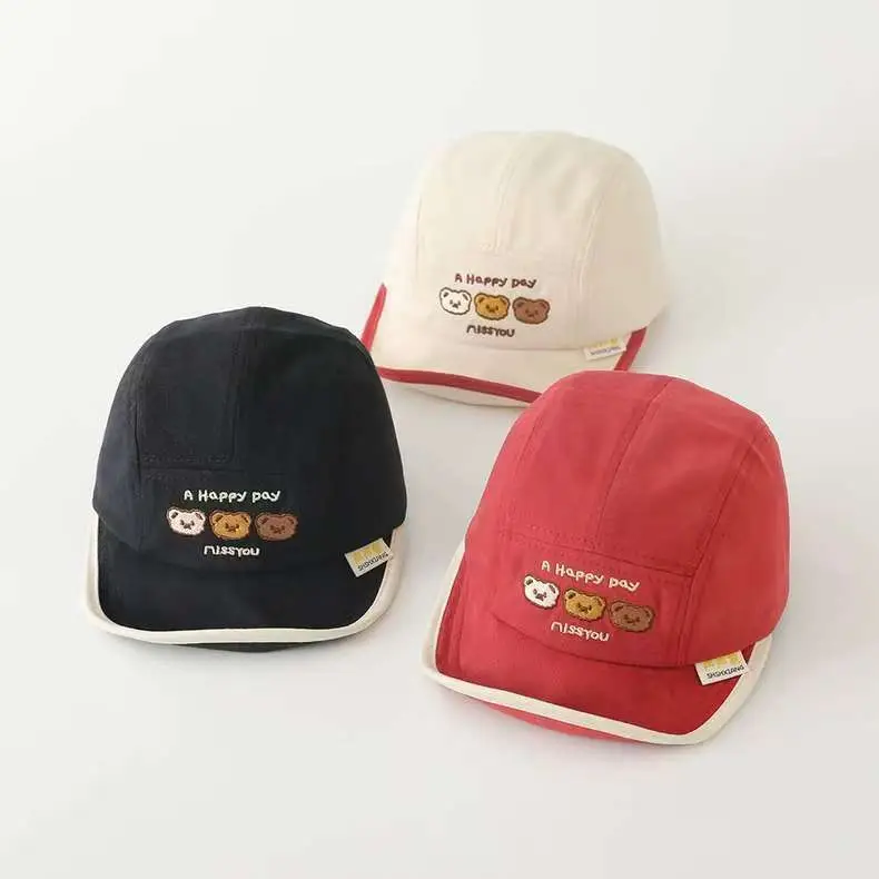 Korean Style Embroidered Hat for Boys Girls Beige — feature 38