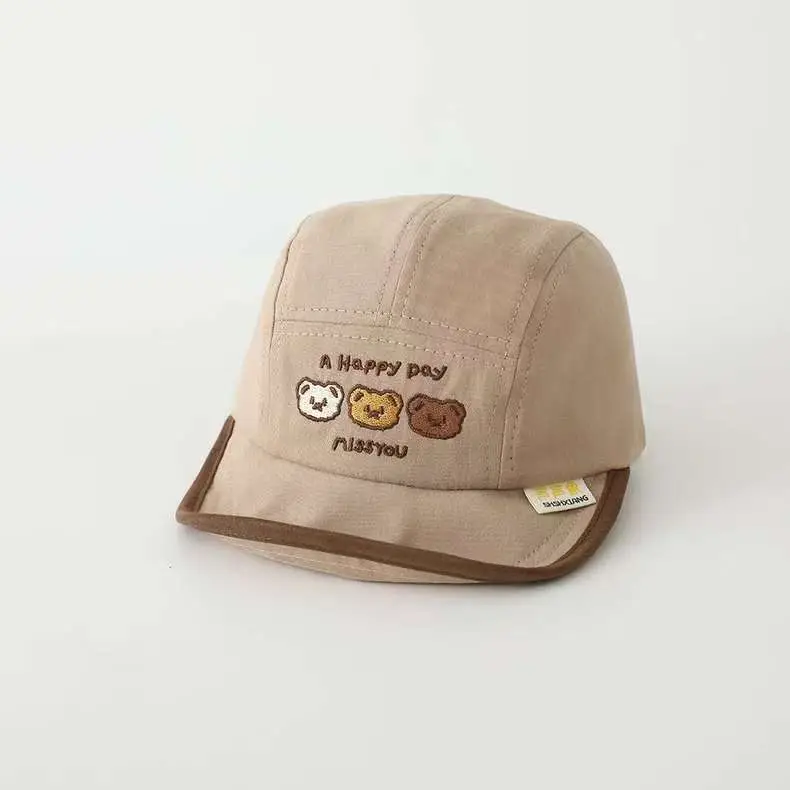 Korean Style Embroidered Hat for Boys Girls Beige — feature 42