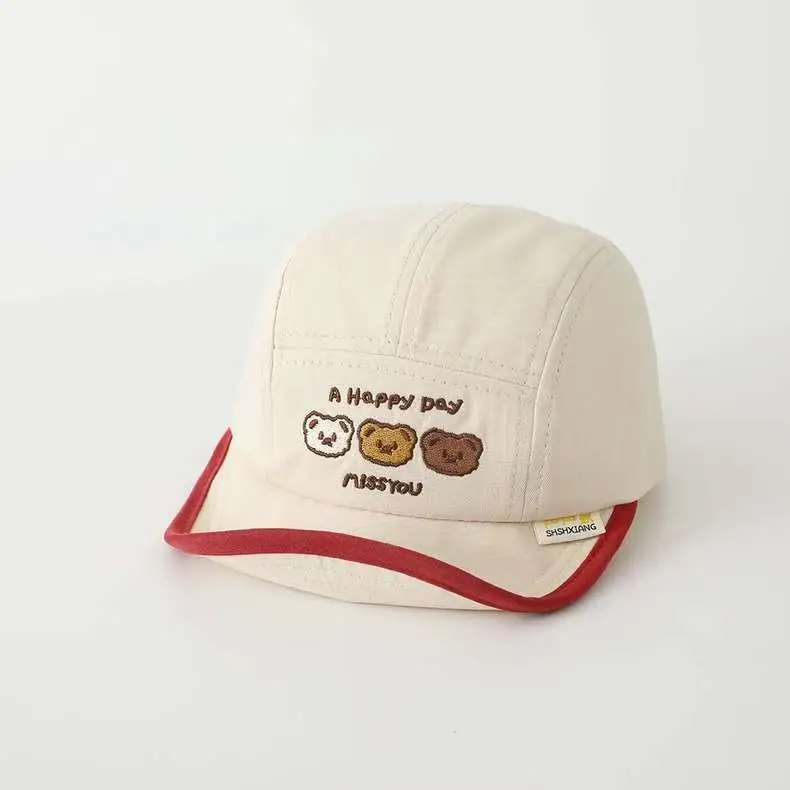 Korean Style Embroidered Hat for Boys Girls Beige — feature 43