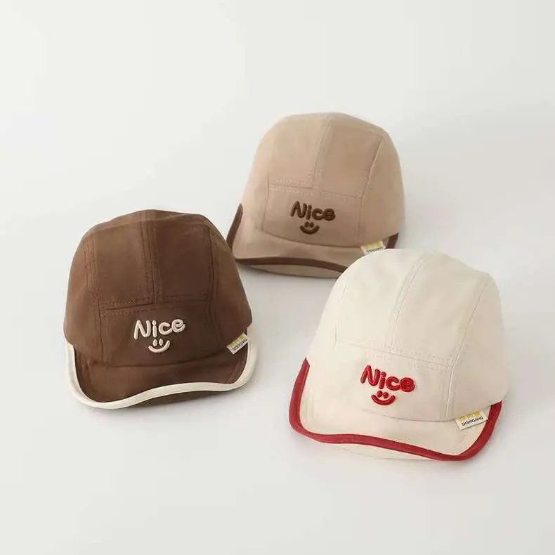 Korean Style Embroidered Hat for Boys Girls Beige — feature 5